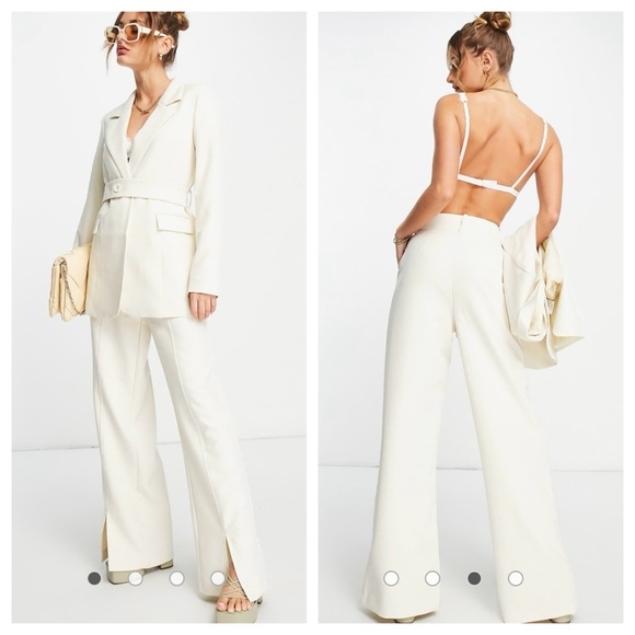 NWT VERO MODA AWARE Suri Split-Front Wide Leg Trousers | Size XL | Cream/Ivory - Picture 1 of 8
